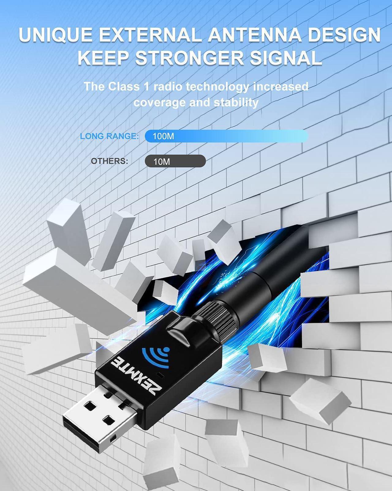 Alt view image 5 of 6 - Long Range USB Bluetooth Adapter for PC USB Bluetooth Dongle Wireless Bluetooth Adapter for Headphones Speakers, 328FT / 100M,5.0 Bluetooth Transmitter Receiver for Windows 10/8 / 8.1/7