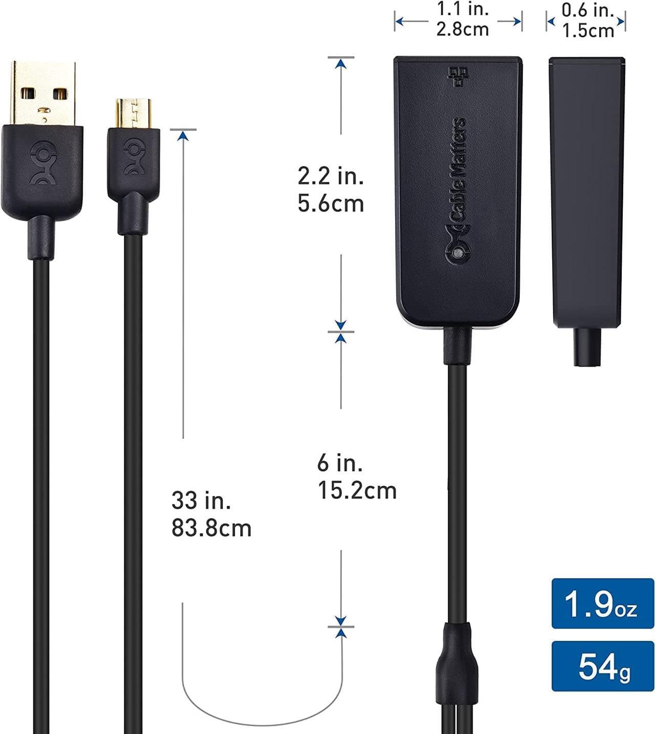 Alt view image 5 of 6 - Cable Matters Micro USB to Ethernet Adapter Up to 480Mbps for Streaming Sticks Including Chromecast, Google Home Mini and More - Not Compatible with Roku Device
