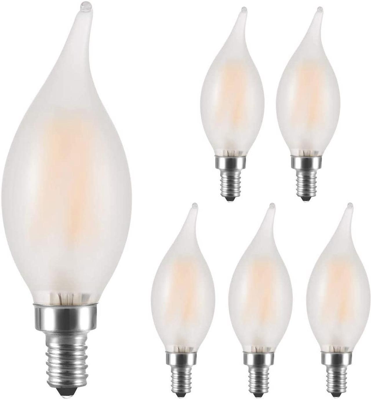 Main image of LED Frosted Candelabra Light Bulbs AMDTU 40 watt Type B Light Bulbs Soft White 2700k E12 Candle Base Dimmable for Dining Room Light Fixture Ceiling Fan Room Chandelier 6 Pack
