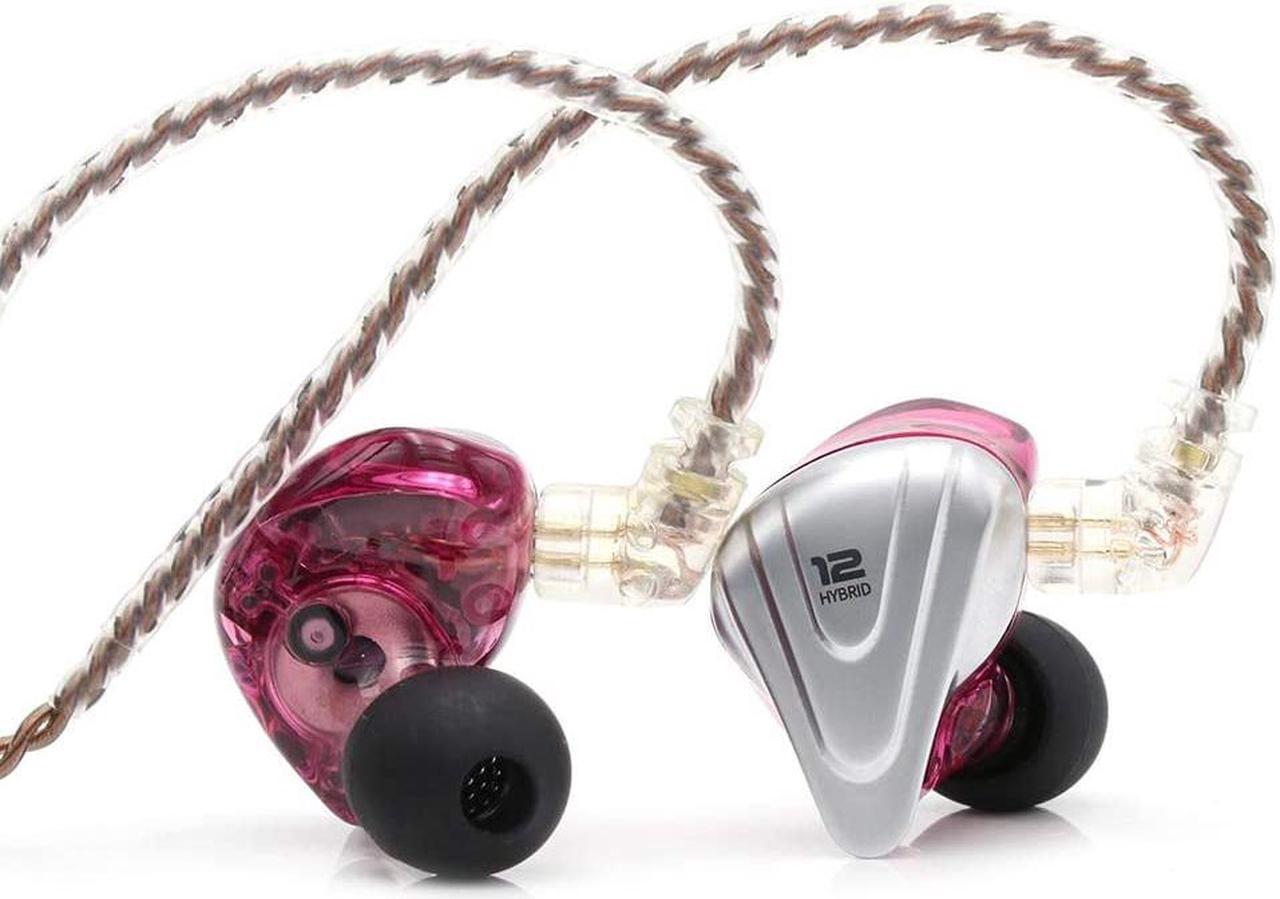 Linsoul KZ ZSX 5BA+1DD 6 Driver Hybrid in-Ear HiFi Earphones with Zinc Alloy Faceplate, 0.75mm 2 Pin Detachable Cable for Audiophile Musician (with mic, Purple)