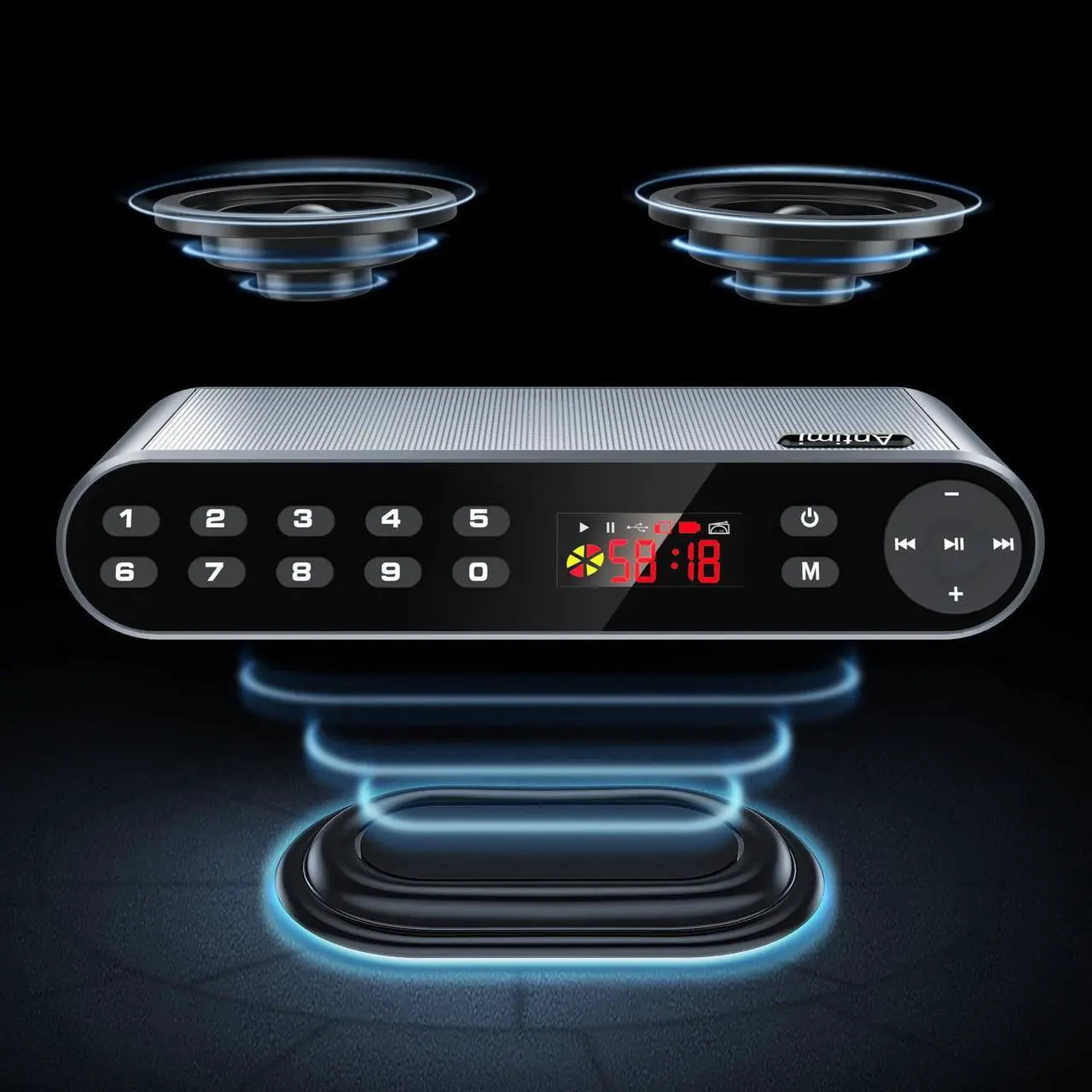 Alt view image 3 of 7 - Bluetooth/FM Radio/MP3 Player Portable Wireless Speaker (Black)