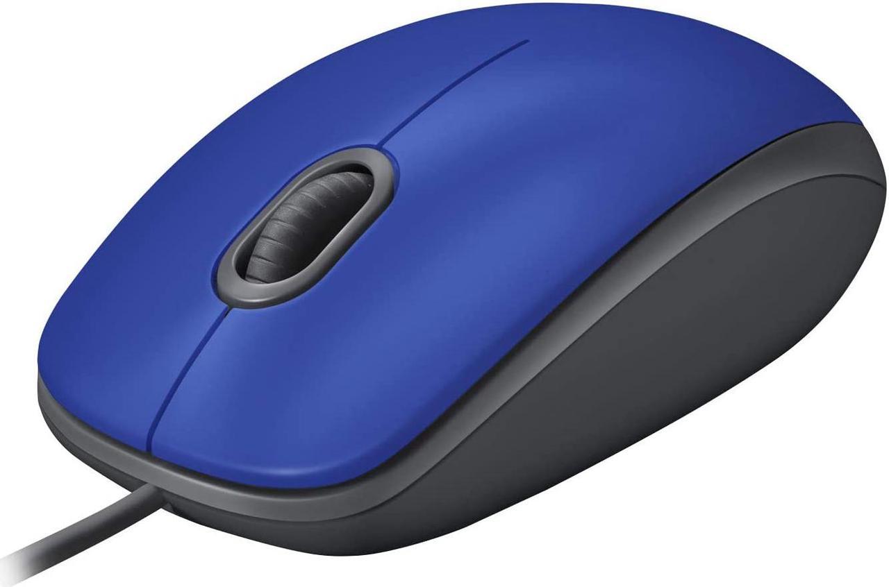 M110 Wired USB Mouse Silent Buttons Comfortable Full-Size Use Design Ambidextrous PC / Mac / Laptop - Blue