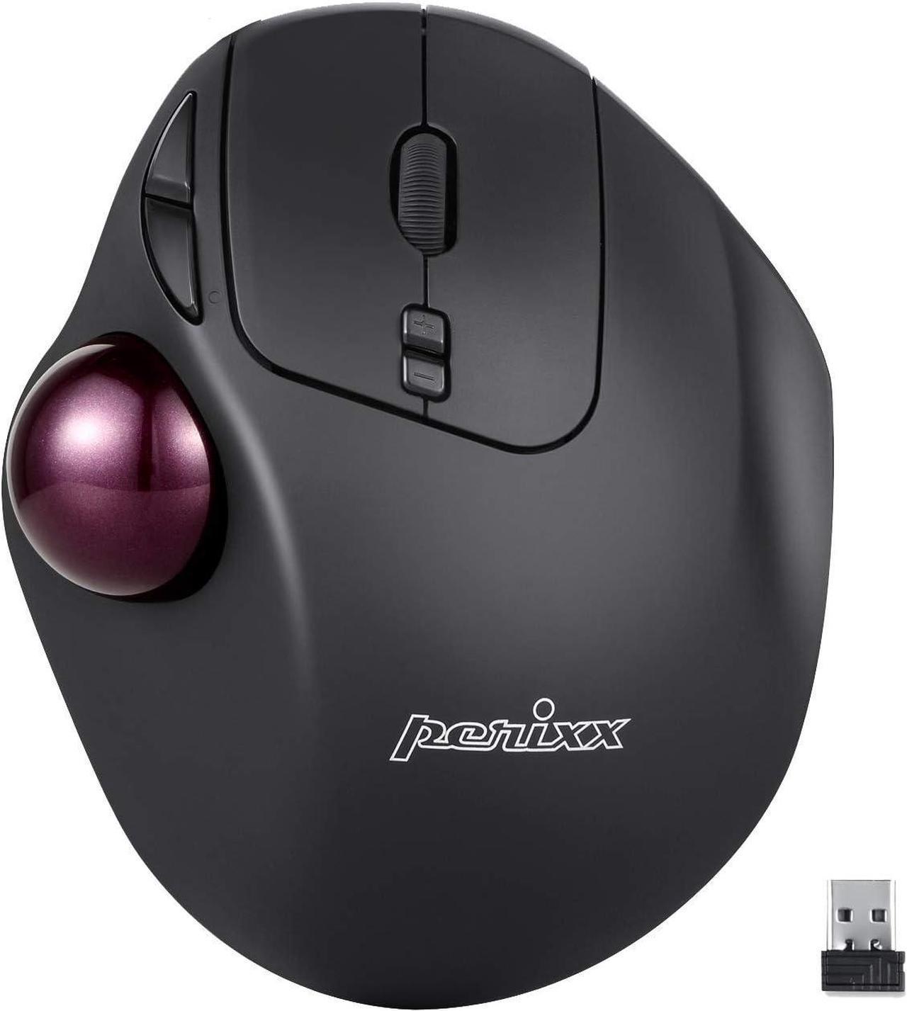 Perixx PERIMICE-717 Wireless Programmable Trackball Mouse - 7 Button Design with 5 Programmable Buttons - DPI 400/1000