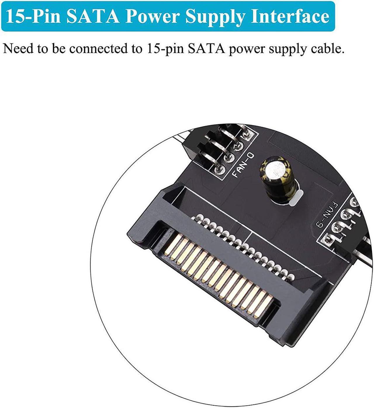 Alt view image 4 of 6 - Fancasee 4-Pin PWM Fan Power Supply Cable 1 to 10 Way Splitter Hub 15 Pin SATA Powered PC Case Motherboard Fan Power Extension Cable Cord for ATX Computer Case 4-Pin and 3-Pin Cooling Fans