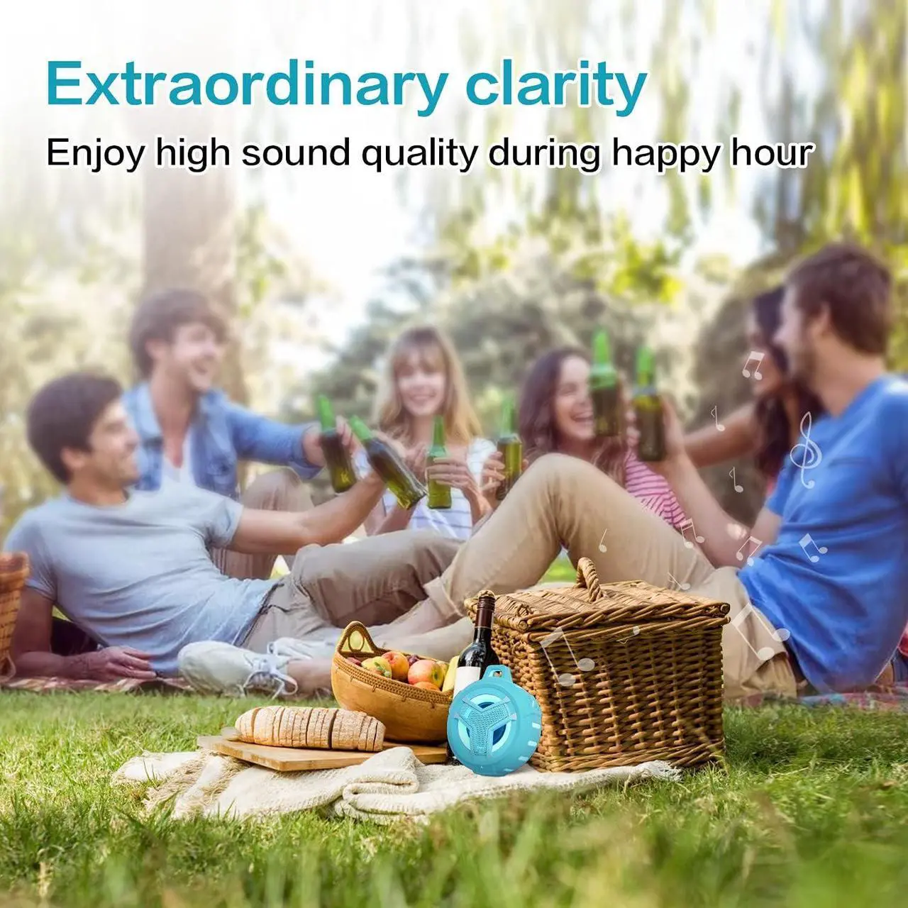 Alt view image 6 of 7 - EBODA Waterproof Bluetooth Speaker with LED Light Show, Floating,Portable Wireless 24H Playtime,True Wireless Stereo for Kayak, Pool, Beach, Bike -BLK-BLU