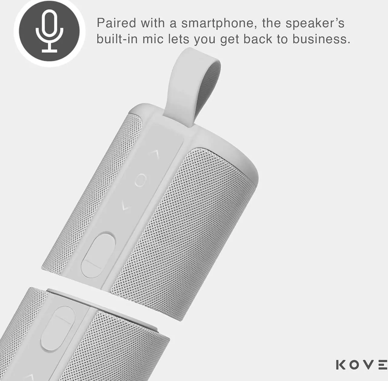 Alt view image 5 of 7 - KOVE Commuter 2 Portable Speaker - Concrete Bluetooth Speakers, Wireless with HD Louder Volume, Deep Bass Subwoofer, Microphone, IPX7 Water Resistant - Perfect Boom Box for Home, Outdoor or Travel