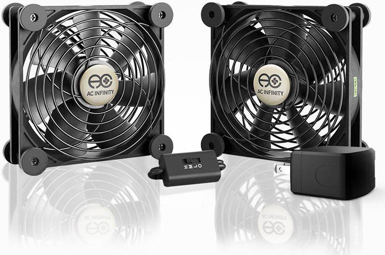 AC Infinity MULTIFAN S7-P, Quiet Dual 120mm AC-Powered Fan with Speed Control, UL-Certified for Receiver DVR Playstation Xbox Component Cooling