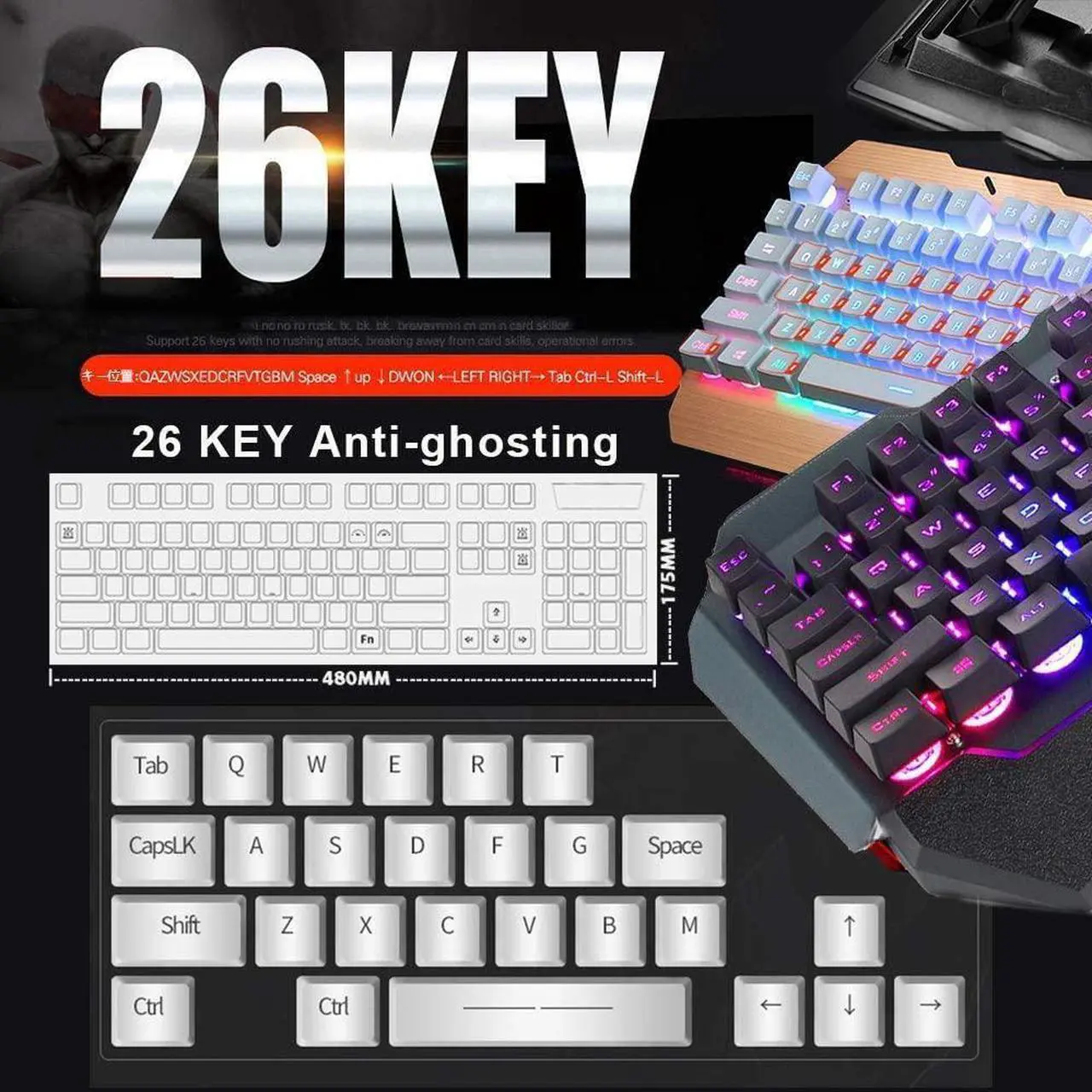 Alt view image 6 of 7 - FELiCON Wired Game Keyboard and Mouse Combo, RGB LED Backlit Mechanical Feel Keyboard with Hand Rest Phone Holder,and 6 Button 3200 DPI Mice and Large RGB Mouse Pad for Computer Gamer Office