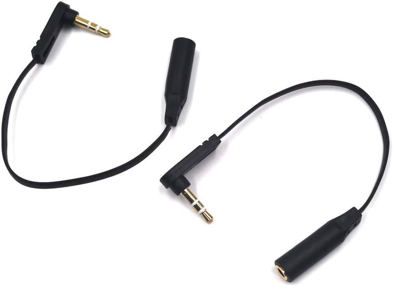 Alt view image 5 of 6 - 15cm 1/8 3.5mm TRS Jack Extension Audio Flat Cable 2 Pack 90 Degree Angle 3.5mm 3 Pole Stereo Plug Male to Female Extender Headphone Headset AUX Cord