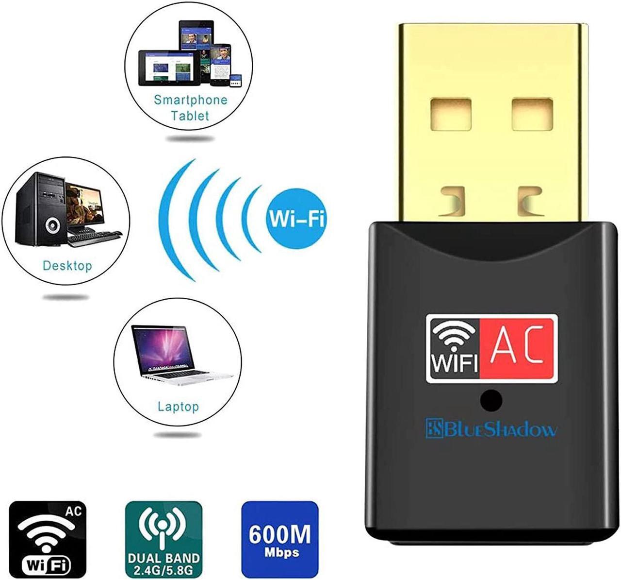 Alt view image 5 of 6 - Blueshadow USB WiFi Adapter - Dual Band 2.4G/5G Mini Wi-fi ac Wireless Network Card Dongle for Desktop Laptop PC Support Windows XP Vista/7/8/8.1/10 (USB WiFi 600Mbps)