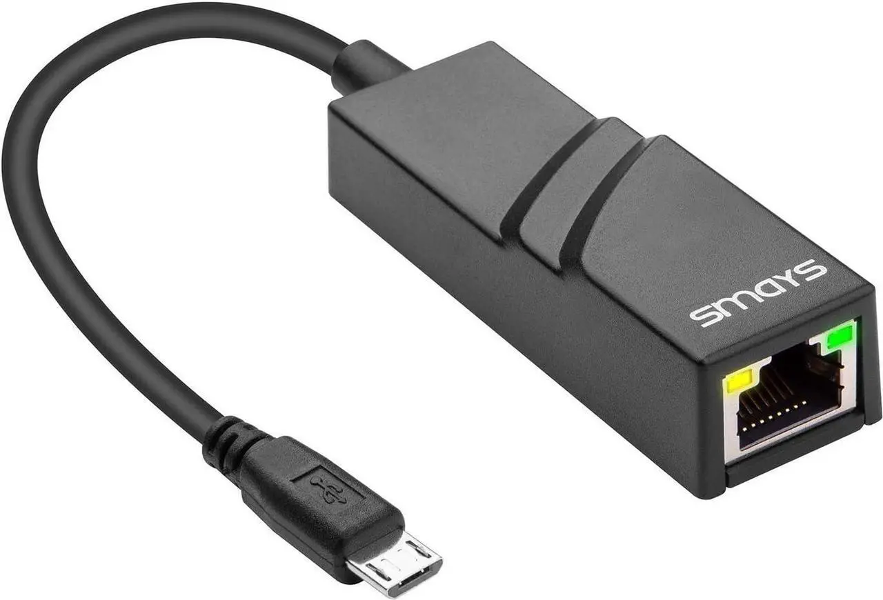 Main image of OTG Micro USB Ethernet Adapter for Raspberry Pi Zero, Android Tablet, Samsung Galaxy Tab Pro 10.1 - USB to RJ45 LAN Network