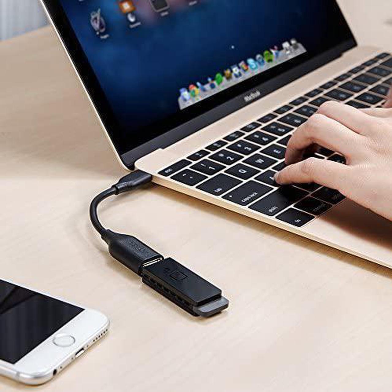 Alt view image 7 of 7 - USB-C to USB 3.1 Adapter USB-C Male to USB-A Female Uses USB OTG Technology Compatible with Samsung Galaxy Note 8 S8 S8+ S9 iPad Pro 2018 Nexus 6P 5X LG V20 G5 and More