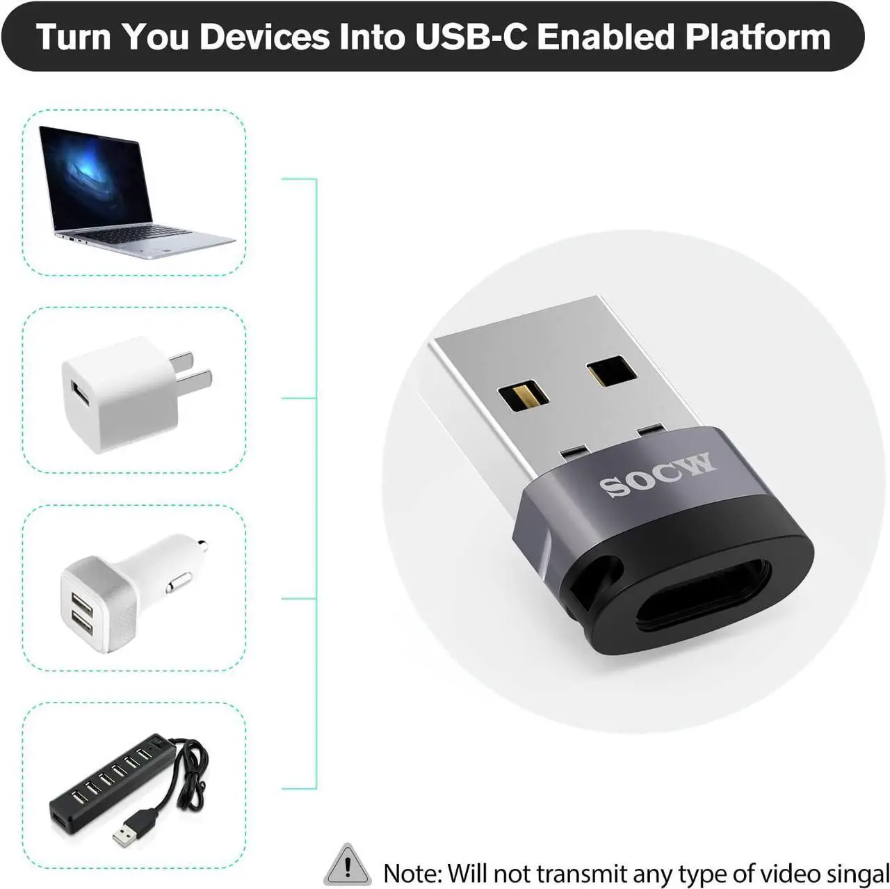 Alt view image 2 of 6 - USB C to USB Adapter (4 Pack) USB-C Female to USB Male Type C to USB A Converter Compatible with Apple MagSafe iPhone 11 12 13 14 15 Pro Max  Galaxy Note Google Pixel etc Grey