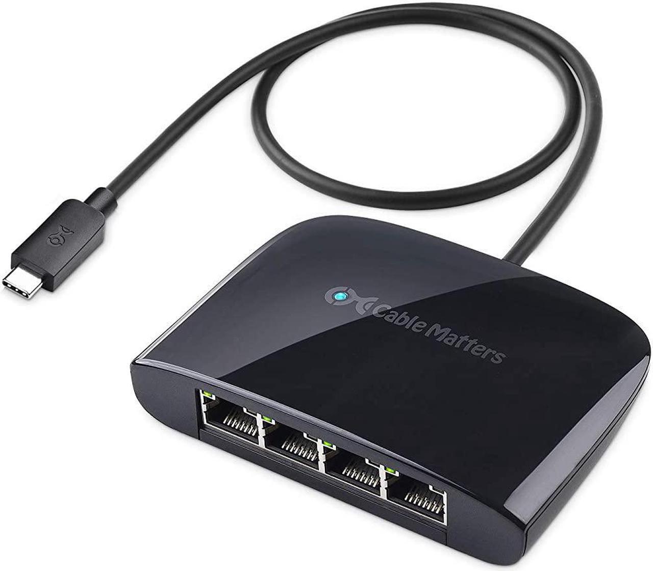 Main image of Cable Matters USB C to 4-Port Gigabit Ethernet Switch for Network Sharing on The Move (Thunderbolt Ethernet Splitter, USB C Network Switch, USB C Gigabit Switch) Compatible with Thunderbolt 4 / USB 4