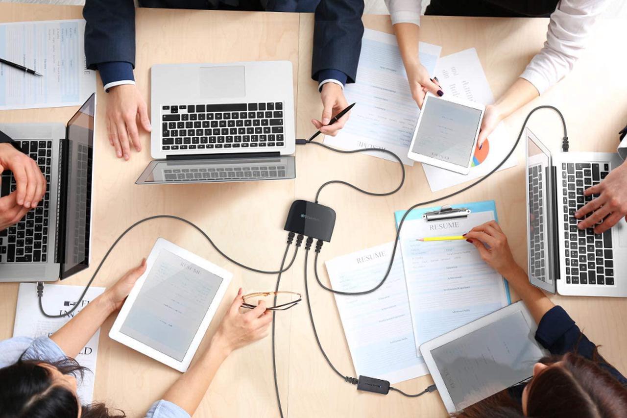 Alt view image 6 of 7 - Cable Matters USB C to 4-Port Gigabit Ethernet Switch for Network Sharing on The Move (Thunderbolt Ethernet Splitter, USB C Network Switch, USB C Gigabit Switch) Compatible with Thunderbolt 4 / USB 4