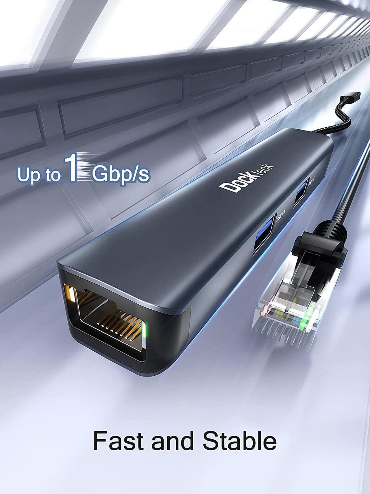 Alt view image 2 of 7 - USB C Hub Ethernet,  5-in-1 USB-C Hub Multiport Adapter with USB C to 4K HDMI,1Gbps LAN, 3 USB 3.0, for MacBook Air/Pro, iPad Air/Pro, Surface Pro, XPS and More