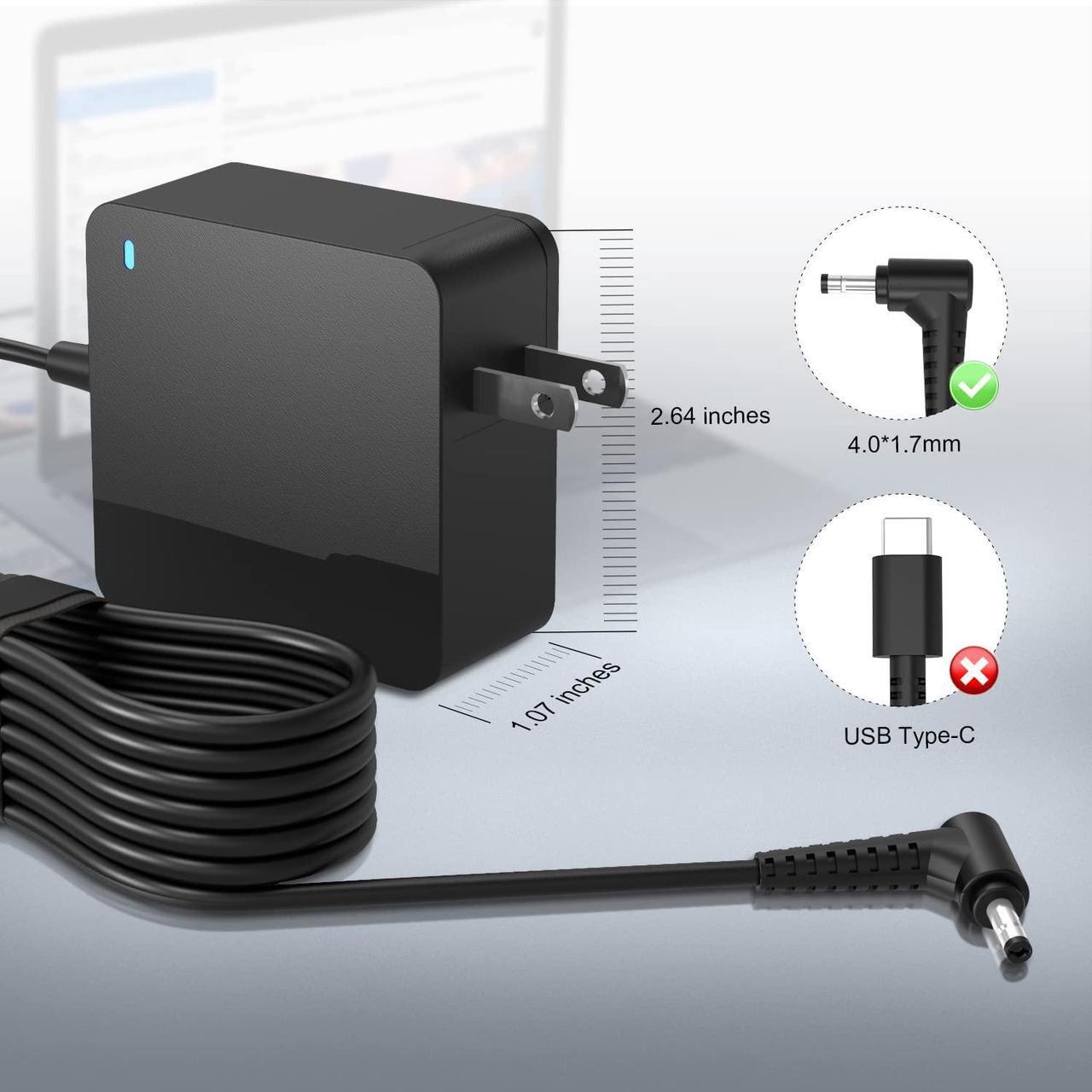 Alt view image 2 of 7 - 65W 45W AC Laptop Charger Fit for Lenovo Ideapad L340 340 L340-15 L340-17 L340-15IWL Touch L340-17IWL Power Supply Adapter Cord