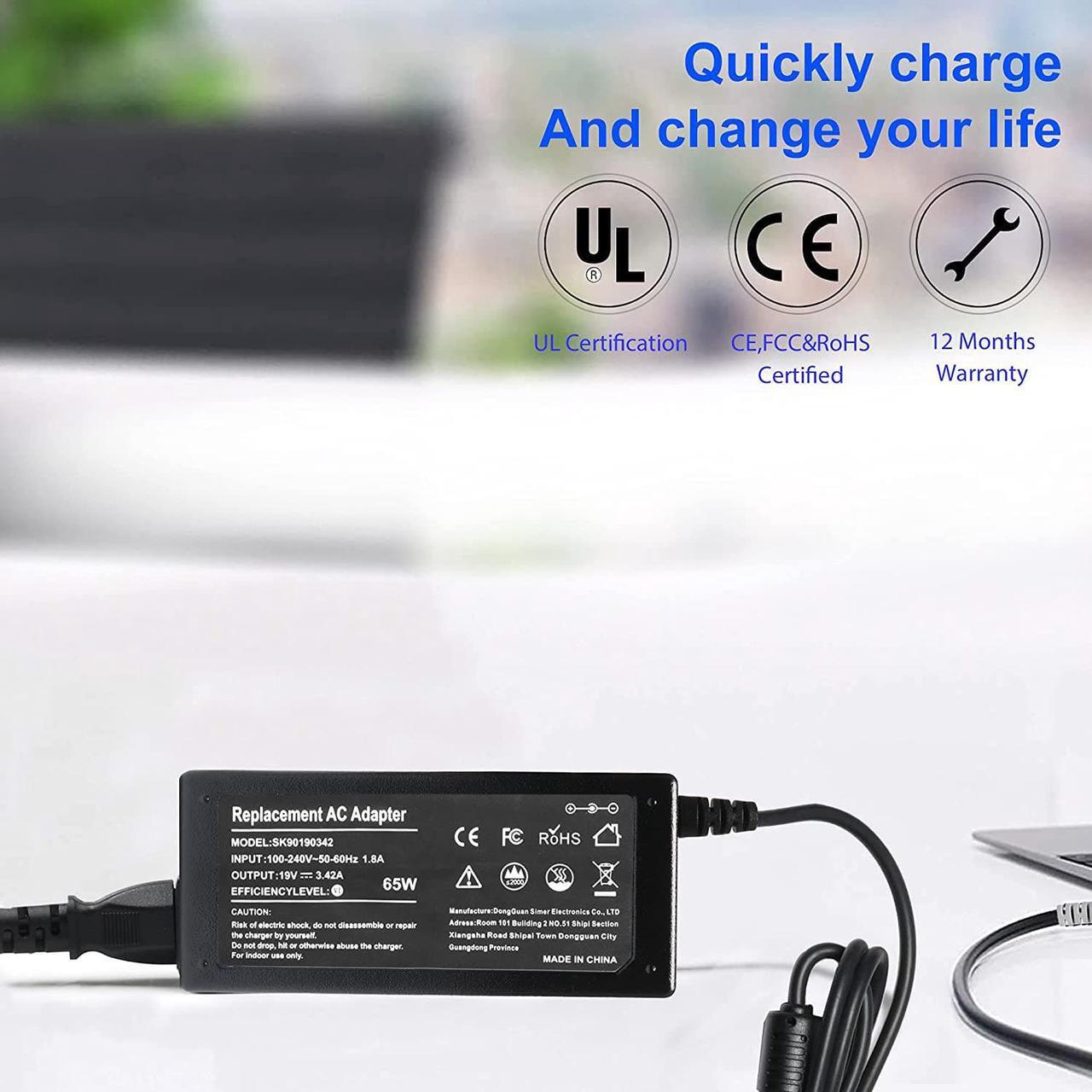 Alt view image 7 of 7 - 19V AC Adapter Power Cord Supply for HP Pavilion Monitor 22cwa 22bw 20xi 23cw 23xi 23xw 25es 25xw 25bw 25xi 27xw 27xi?Series Laptop
