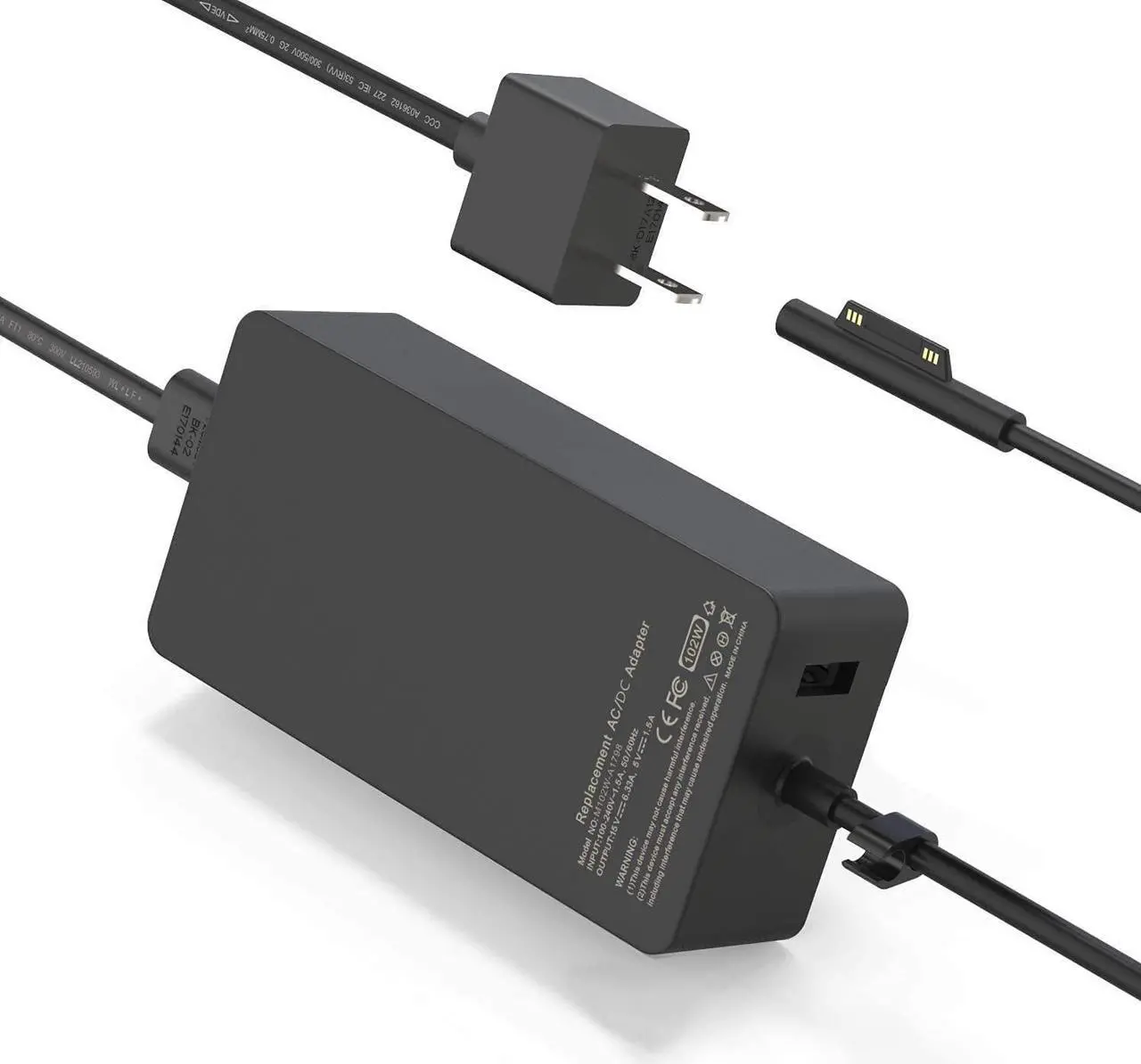 Main image of zzz Surface Book Charger 102W 6.33A Power Supply fit for 2 3 Laptop 1/2/3 Go/Go Pro 4 5 6 7 X,with Additional USB Port Cord, AD065G2Uz
