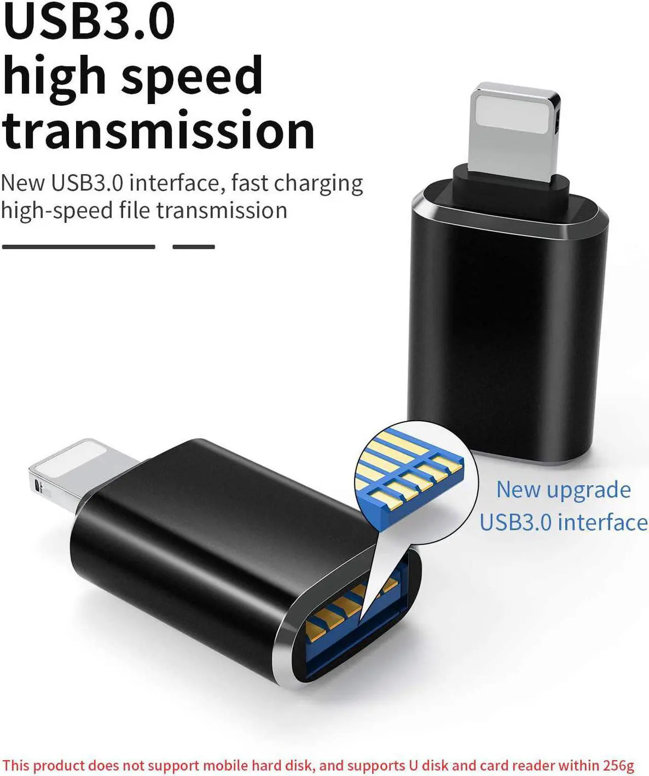 Alt view image 2 of 7 - Lightning Male to USB3.0 Female Adapter OTG Cable for iPhone 12 11 Xr X XS 8 7 Plus Max Compatible with iPad Air Pro Mini Support Camera Card Reader Mouse Keyboard Hubs Piano Converter Connect U Disk