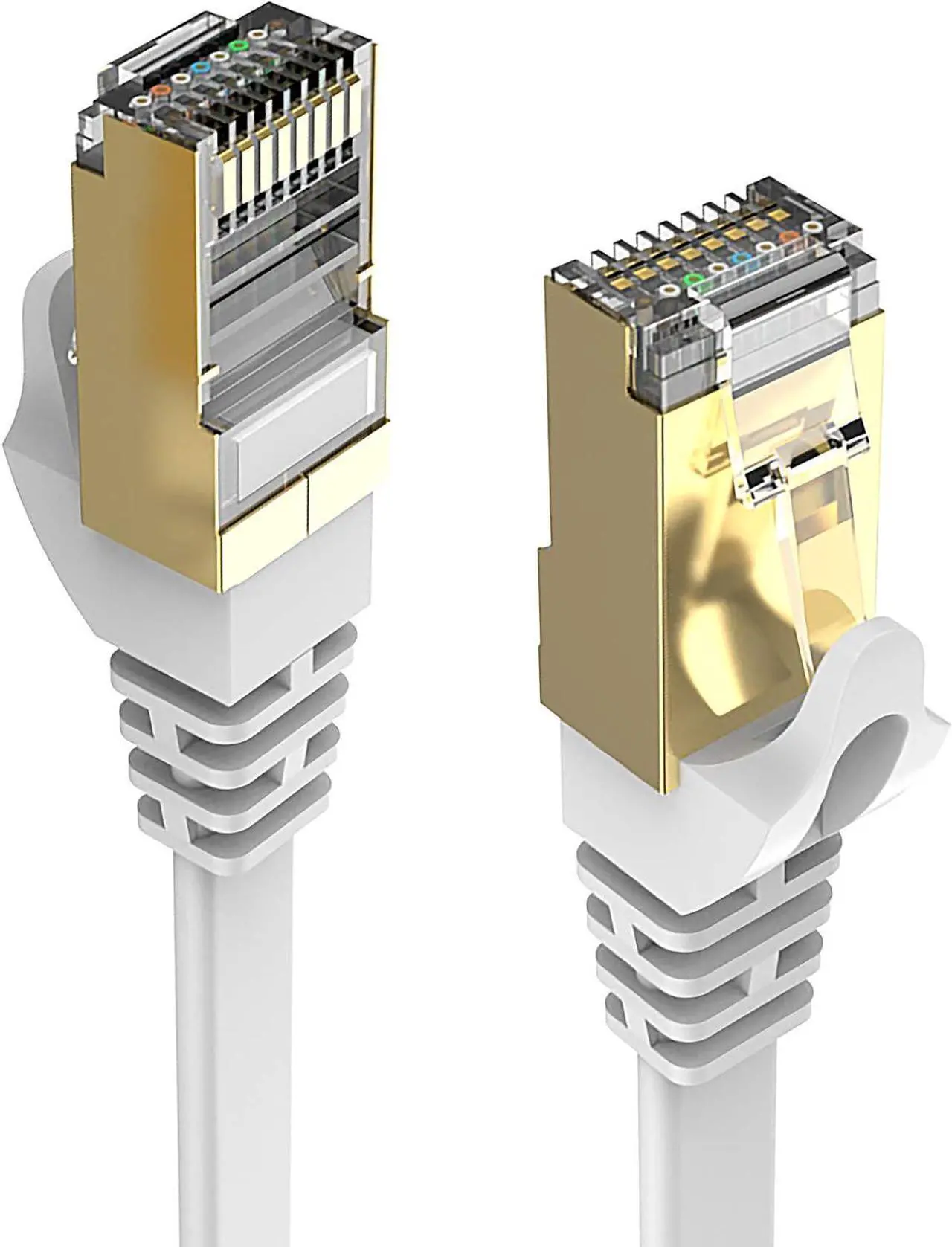 Main image of Cat 8 Ethernet Cable 100 Ft White Flat 40Gbps High Speed Shielded RJ45 LAN Cable