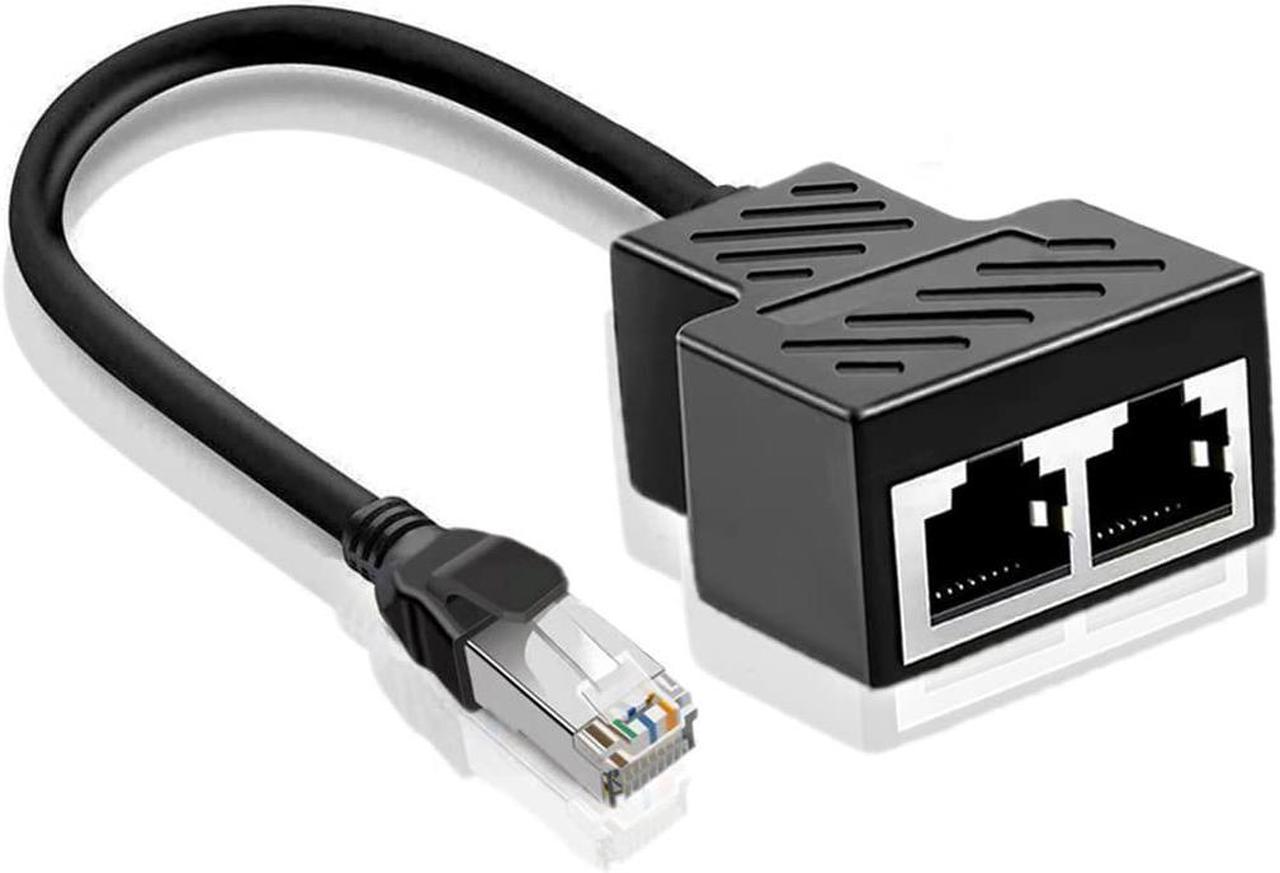 Ethernet Splitter RJ45 Network Adapter Ethernet 1 Male to 2 Female LAN Ethernet Splitter Adapter Cable Suitable Super Cat5 Cat5e Cat6 Cat7