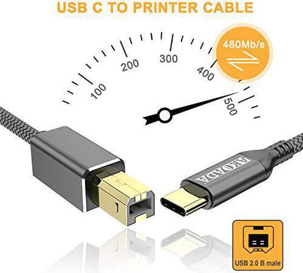 Alt view image 2 of 7 - USB C Printer Cable 15ft USB B To USB C Cable Compatible With MIDI Piano MacBook Pro iPad Pro HP Canon Printers Lexmark Brother Xerox MacBook Air And More Type-C Devices/Laptops (Grey)