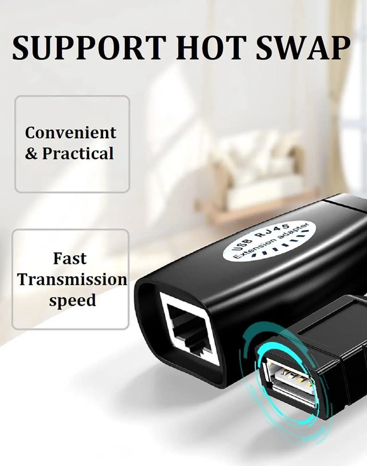 Alt view image 3 of 7 - USB Over Ethernet Extender to Rj45 Adapter for Cat 6/6e/5/5e UP to 50m/164ft, USB to Ethernet Adapter for Laptop, Compatible with Computers, Mobile Phones, Keyboards, U Disks, Printers