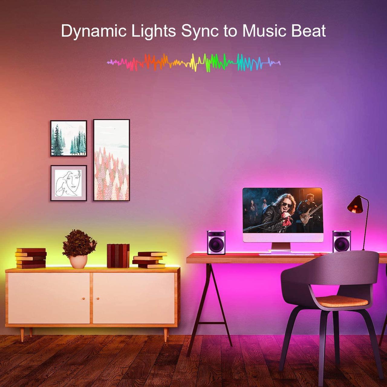 Alt view image 6 of 7 - Led Lights for Bedroom 100ft (2 Rolls of 50ft) with Color Changing Strip Lights with Remote and APP Control RGB Lighting Strip for Indoor Party Home Room Decor and 24V Power Supply