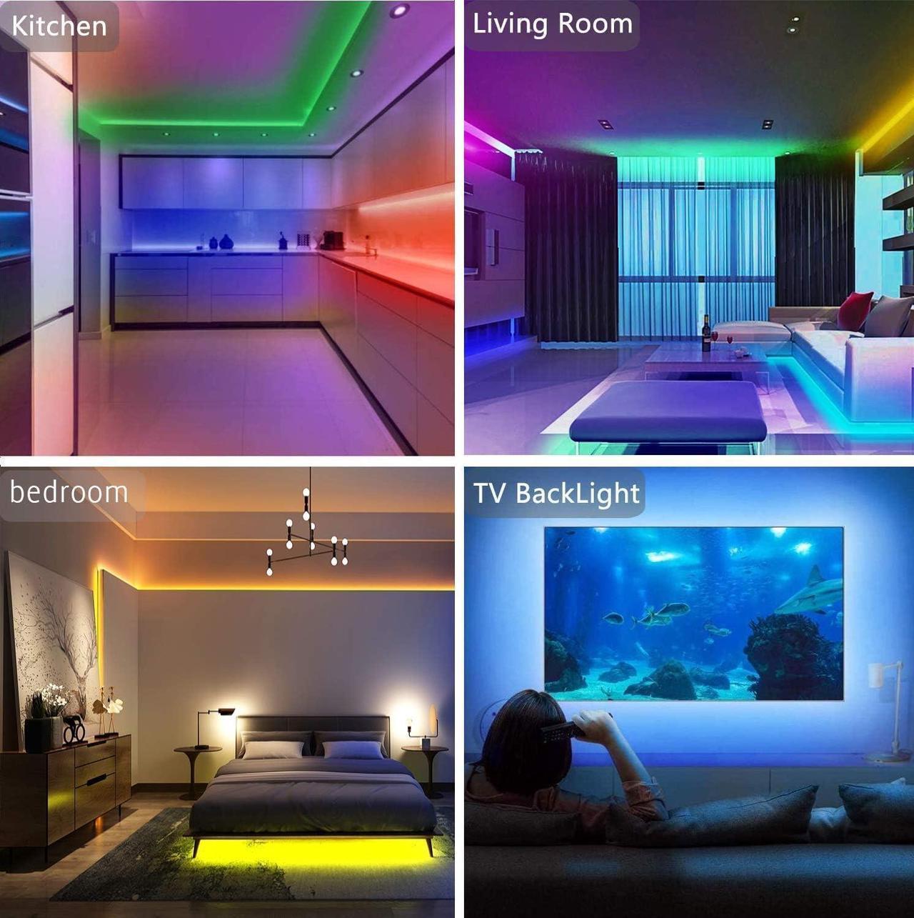 Alt view image 6 of 7 - 65.6ft Led Strip Lights Ultra Long RGB Color Changing LED Light Strips Kit with 44 Keys Ir Remote Led Lights for Bedroom Kitchen Home Decoration