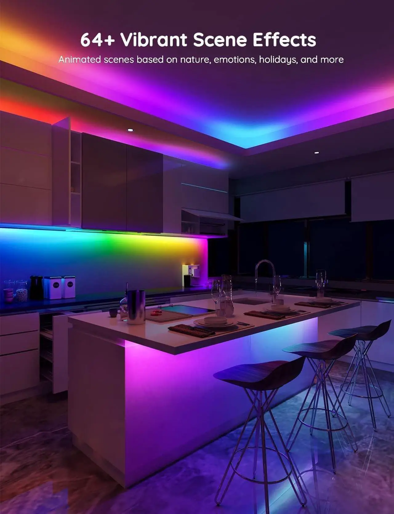 Alt view image 2 of 7 - RGBIC Pro LED Strip Lights 32.8ft Color Changing Smart LED Strips Works with Alexa and Google Segmented DIY Music Sync WiFi and App Control LED Lights for Bedroom Home Decor