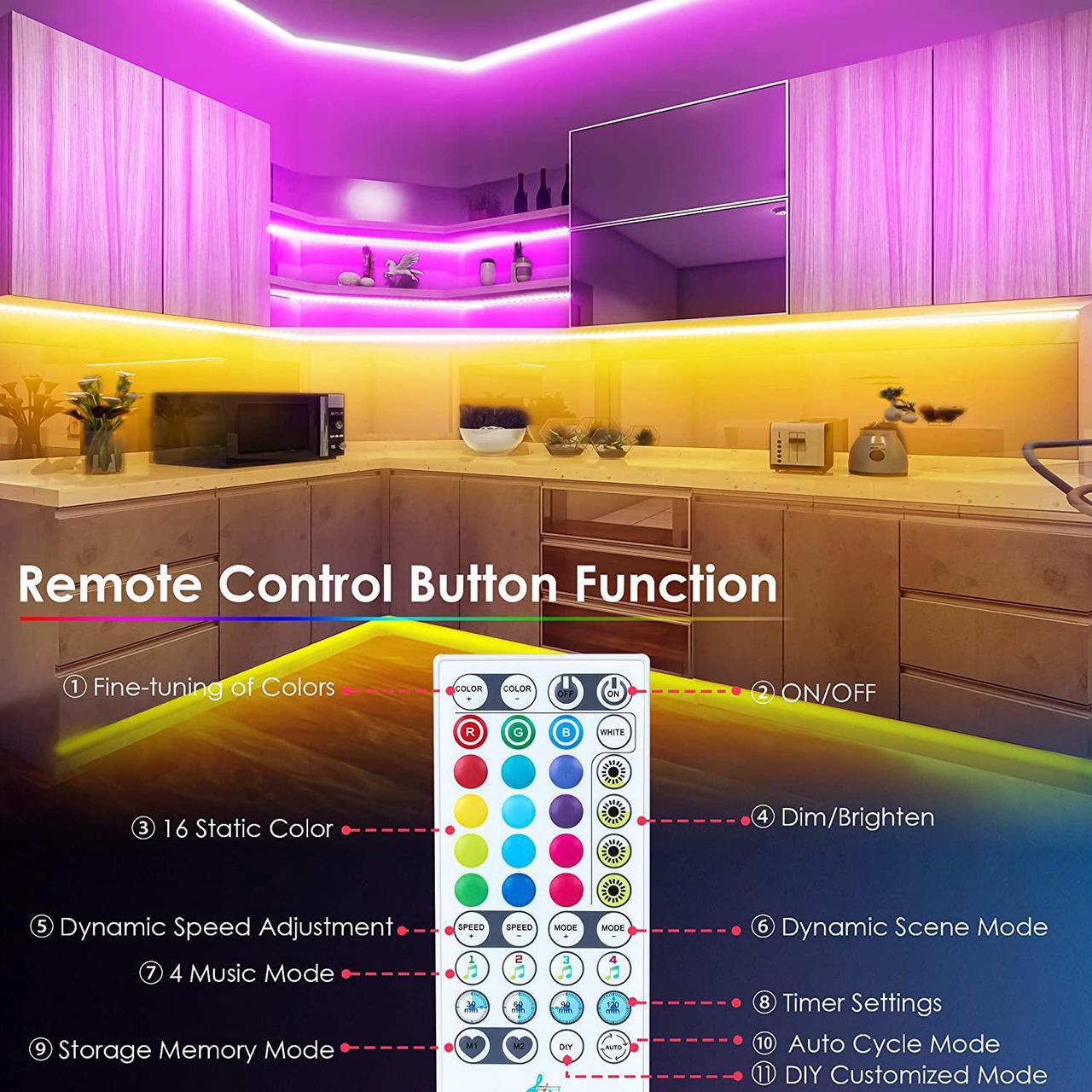 Alt view image 4 of 7 - 100ft LED Strip Lights, Maylit Ultra Long Music Sync Timing LED Lights for Bedroom, Kitchen, Bar, Ceiling, Dorm Room Decor with APP and Remote Control, RGB Color Changing LED Light Strips