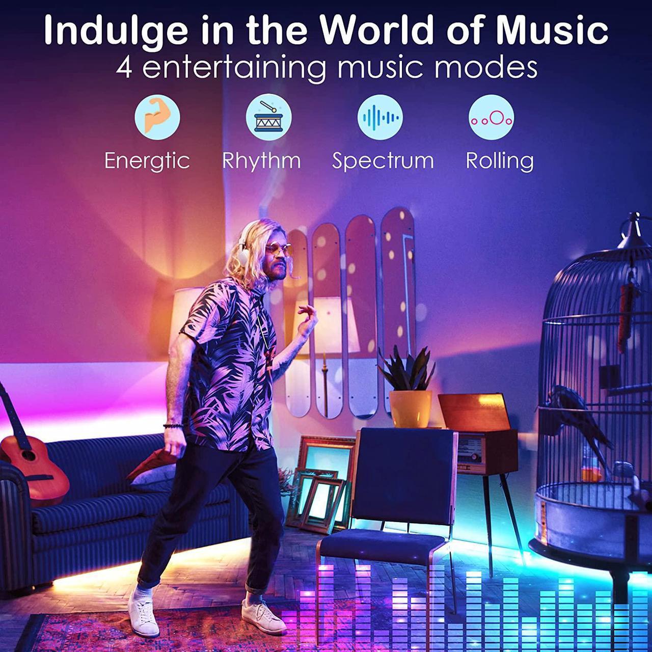 Alt view image 5 of 7 - 100ft LED Strip Lights, Maylit Ultra Long Music Sync Timing LED Lights for Bedroom, Kitchen, Bar, Ceiling, Dorm Room Decor with APP and Remote Control, RGB Color Changing LED Light Strips