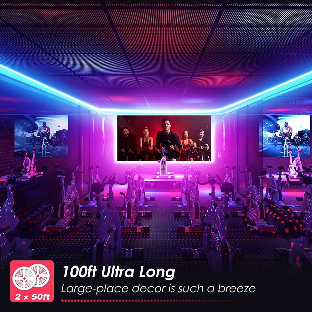 Alt view image 2 of 7 - 100ft LED Strip Lights, Maylit Ultra Long Music Sync Timing LED Lights for Bedroom, Kitchen, Bar, Ceiling, Dorm Room Decor with APP and Remote Control, RGB Color Changing LED Light Strips