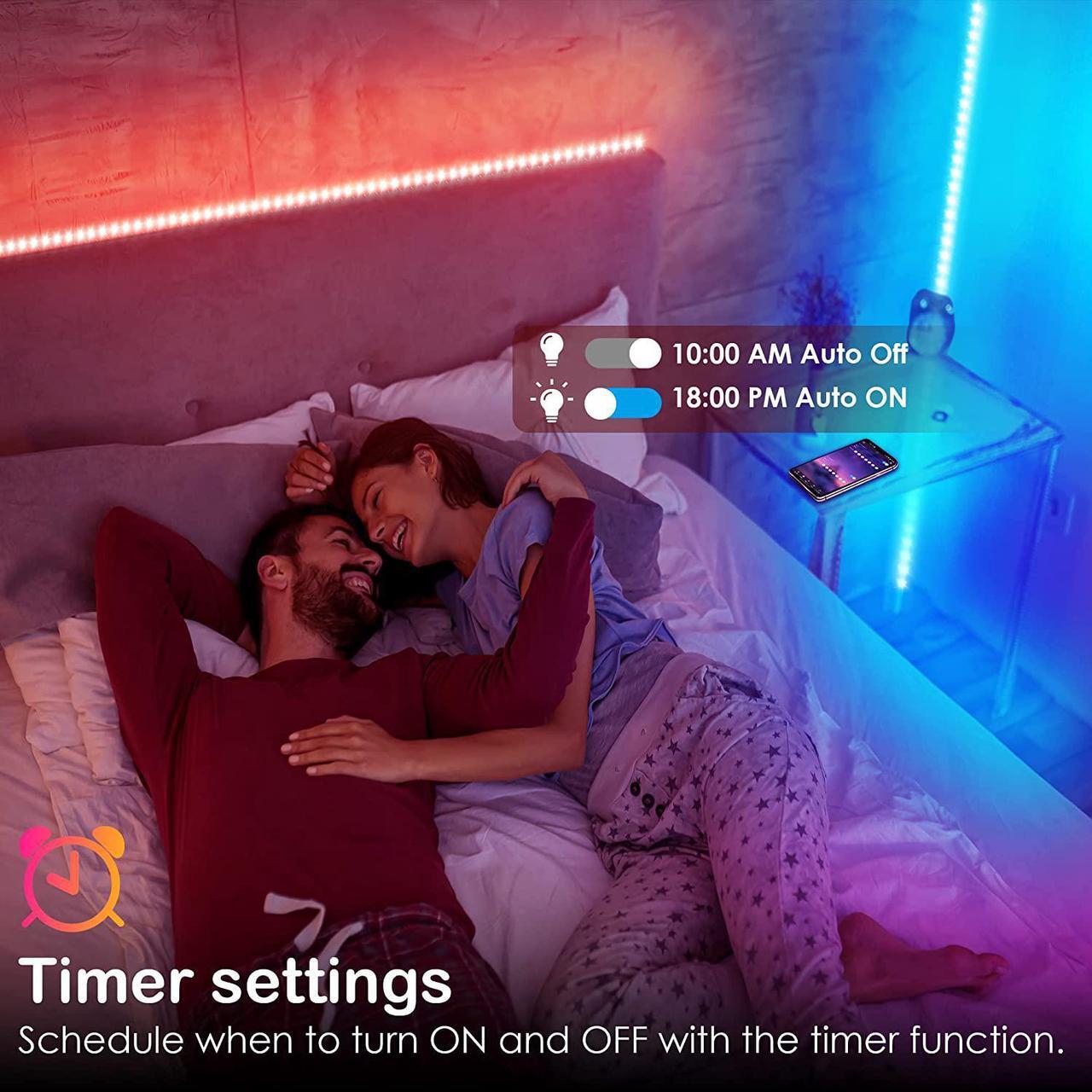 Alt view image 6 of 7 - 100ft LED Strip Lights, Maylit Ultra Long Music Sync Timing LED Lights for Bedroom, Kitchen, Bar, Ceiling, Dorm Room Decor with APP and Remote Control, RGB Color Changing LED Light Strips