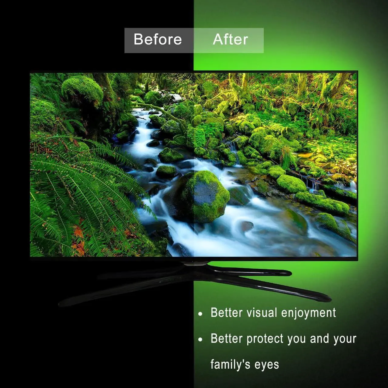 Alt view image 3 of 7 - LED Lights for TV 55-65inch USB LED Light Strip 15ft with APP and Remote