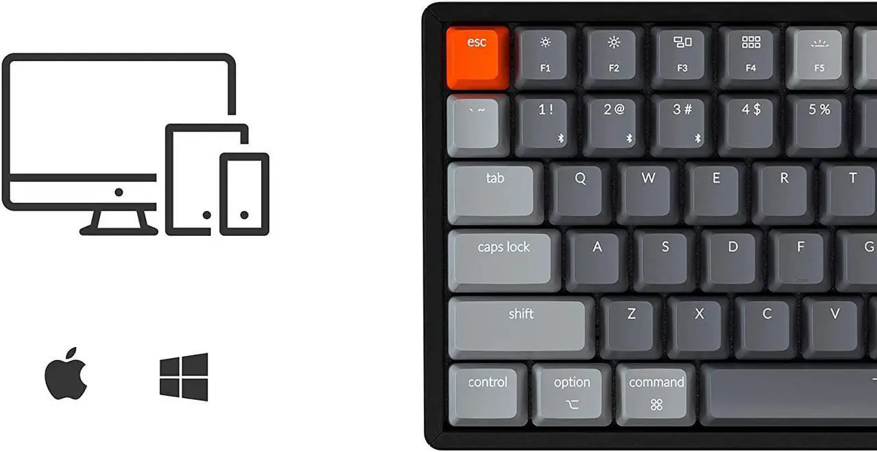 Alt view image 3 of 7 - Keychron K4 RGB Hot Swappable Mechanical Keyboard, 96% Layout Bluetooth Wireless/USB Wired Computer Keyboard with Gateron G Pro Red Switch Aluminum Frame for Mac Windows-Version 2