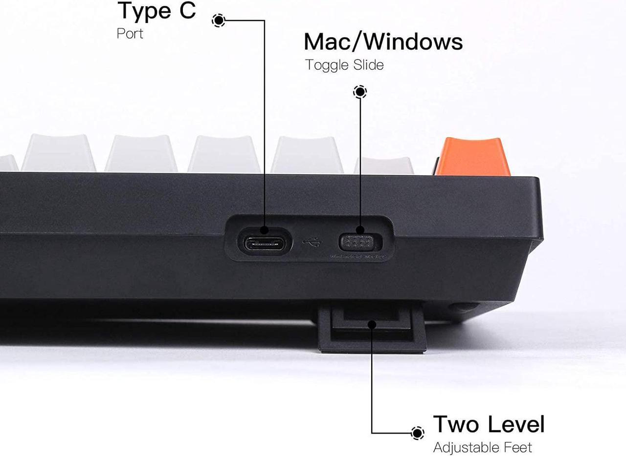 Alt view image 4 of 7 - Keychron C1 Mac Layout Wired Mechanical Keyboard, Gateron G Pro Red Switch, Tenkeyless 87 Keys ABS keycaps Computer Keyboard for Windows PC Laptop, White Backlight, USB-C Type-C Cable
