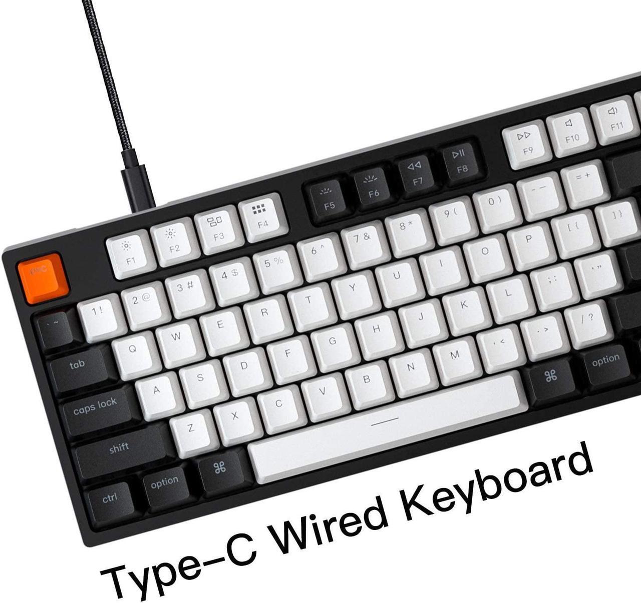 Alt view image 2 of 7 - Keychron C1 Mac Layout Wired Mechanical Keyboard, Gateron G Pro Red Switch, Tenkeyless 87 Keys ABS keycaps Computer Keyboard for Windows PC Laptop, White Backlight, USB-C Type-C Cable
