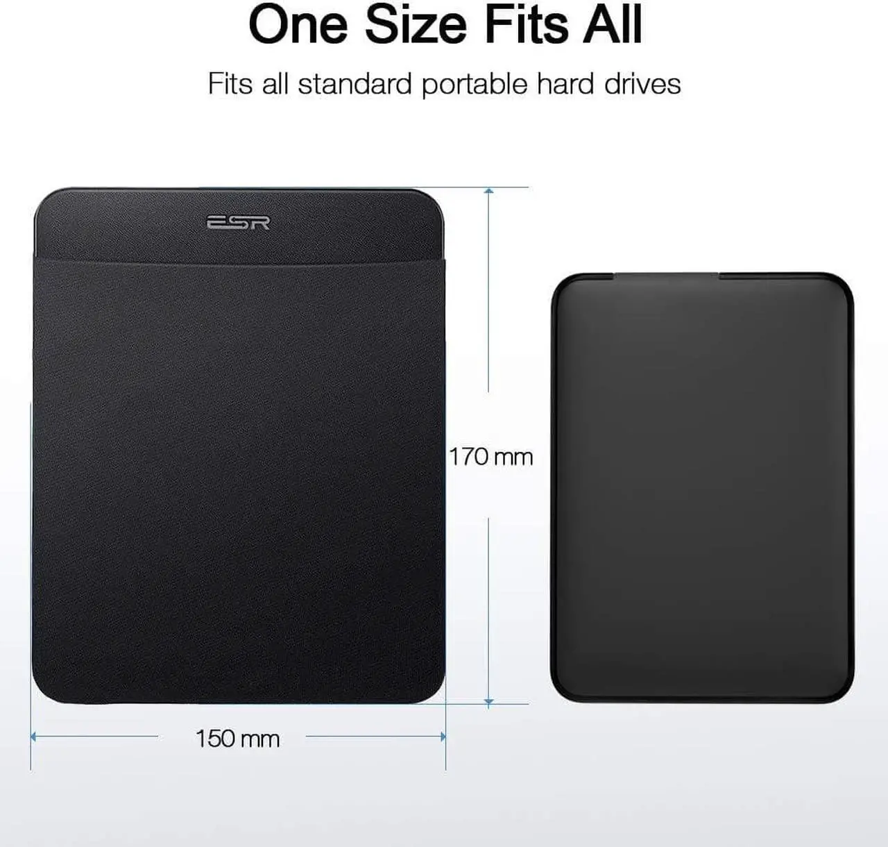 Alt view image 7 of 7 - Portable External Hard Drive Carrying Case Pouch Holder for Computer Accessories Sleeve Storage Organizer for Battery Pack Wireless Mouse Cables and Earphones - Black