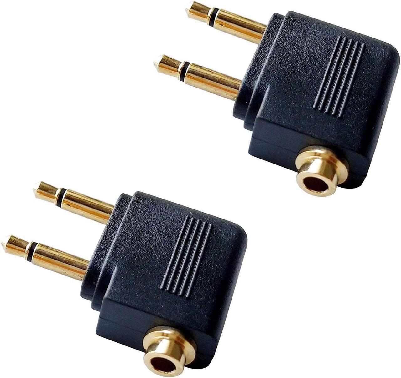 Alt view image 3 of 7 - Dual 3.5mm Male to 3.5mm Female Airplane Headphone Adapter Gold Plated (2 Pack)