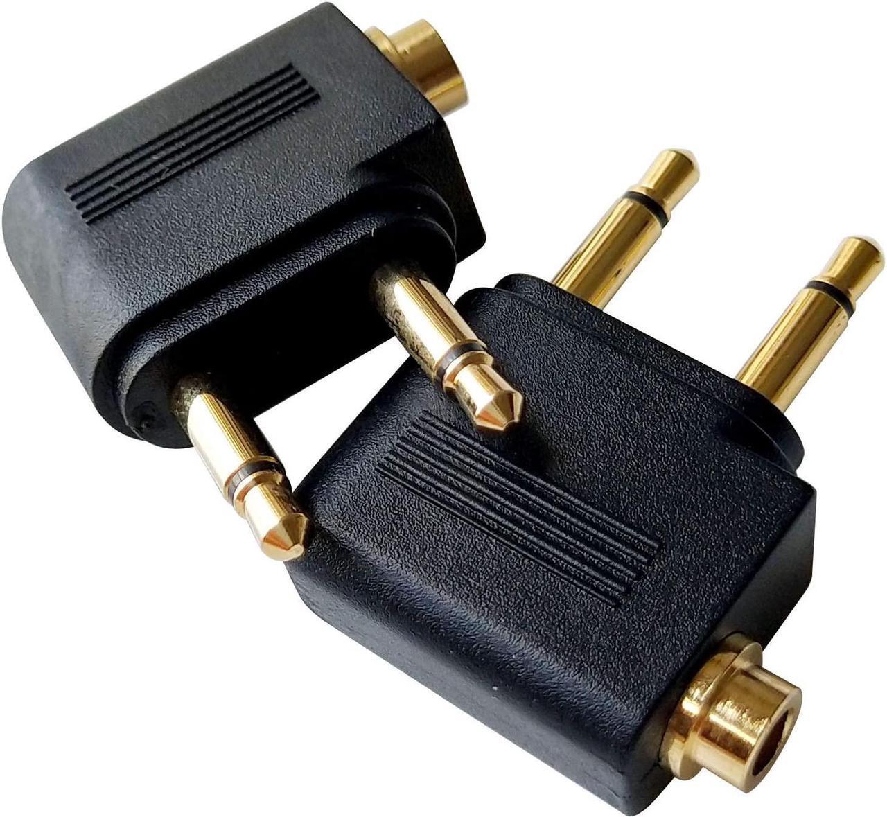 Alt view image 4 of 7 - Dual 3.5mm Male to 3.5mm Female Airplane Headphone Adapter Gold Plated (2 Pack)
