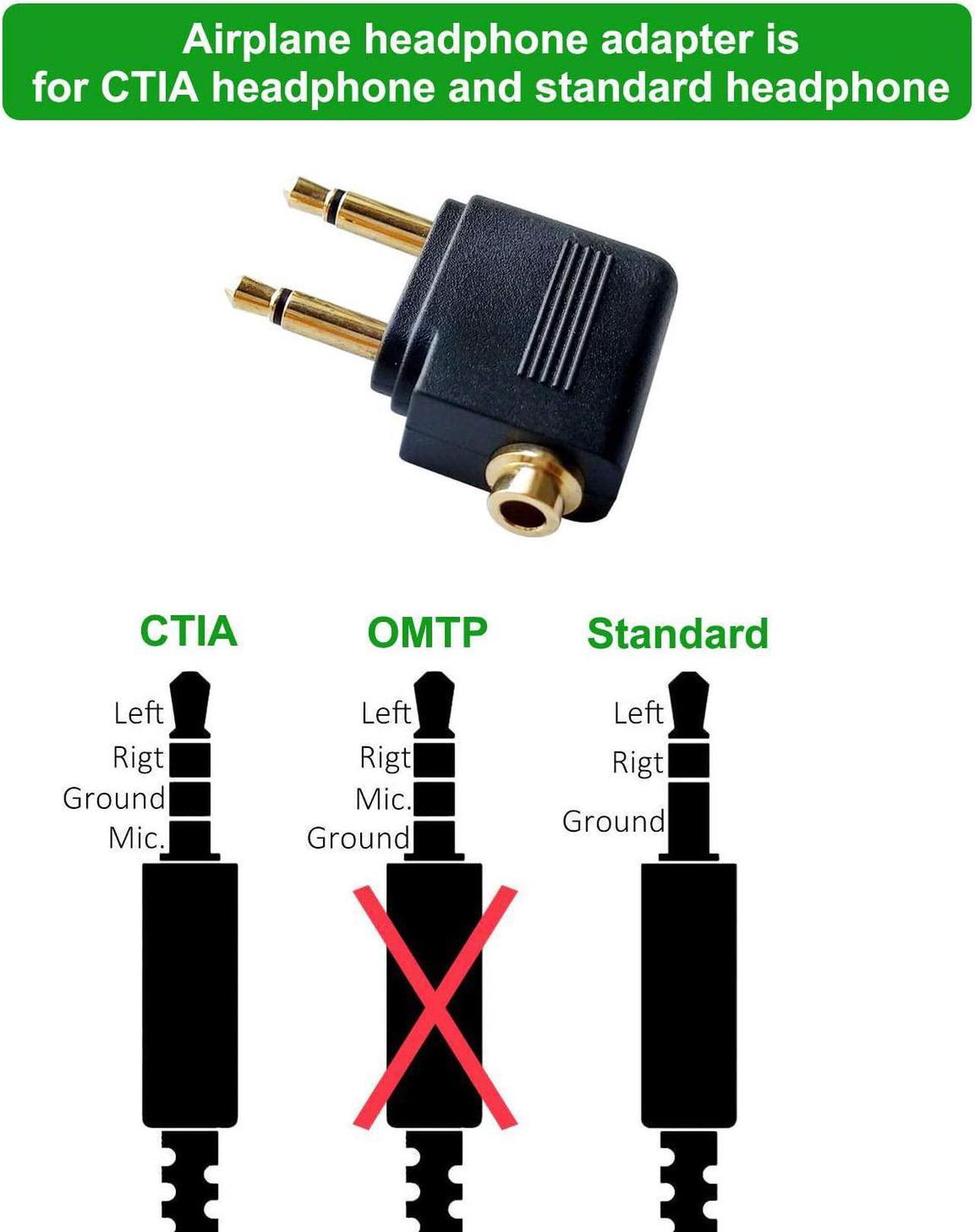 Alt view image 6 of 7 - Dual 3.5mm Male to 3.5mm Female Airplane Headphone Adapter Gold Plated (2 Pack)