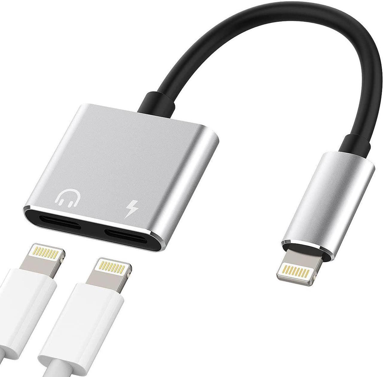Main image of Earphone Connector Compatible with iPhone Headphone Adapter Compatible for Lightning Double to Audio Jack and Charger Dongle Headset Charging Splitter 11 12 pro 7 8plus xs xr x for ipad air for Apple