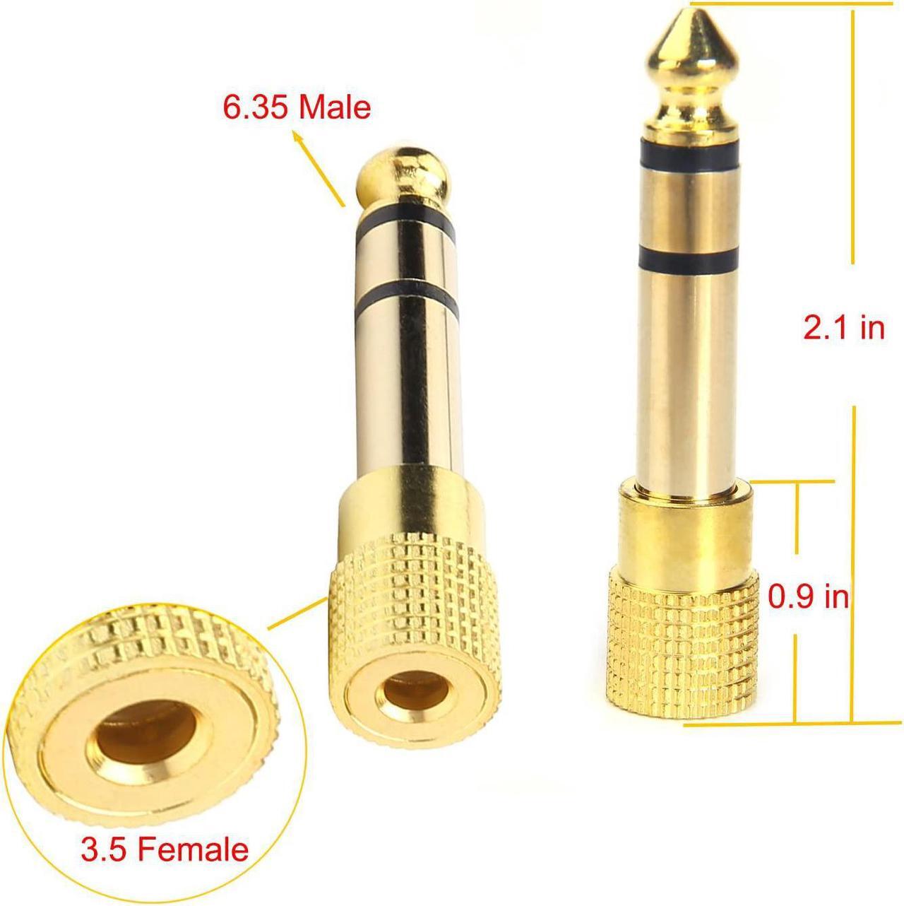 Alt view image 3 of 7 - Professional 6.35mm 1/4 inch Plug to 3.5mm 1/8 inch Jack Gold Plated TRS AUX Stereo Audio Headphone Jack Adapter Converter Connector(2 Pack)