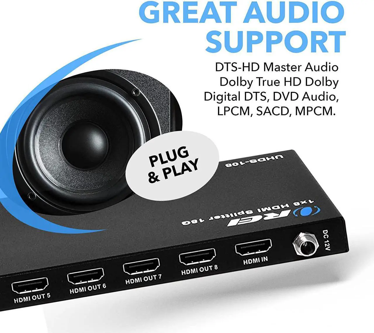 Alt view image 7 of 7 - OREI 4K 1 in 8 Out HDMI Splitter 4:4:4 8-bit - HDMI 2.0, HDCP 2.2, 18 Gbps, 4K @ 60Hz HDMI Duplicator/Distributor UltaHD High Resolution (UHDS-108) (1x8)