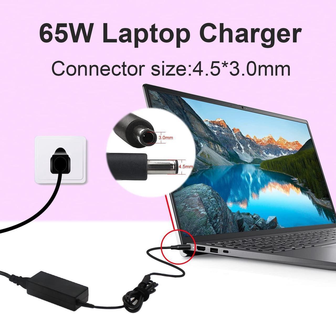 Alt view image 4 of 7 - 65W 45W Laptop Charger AC Power Adapter for Dell Inspiron 11 13 14 17 15 3000 5000 7000 Series 3147 5755 5570 5559 5555 7348 2in1 Dell Latitude 3510 3410 3400 3500 ANTWELON Power Supply Cord 4.5mm tip