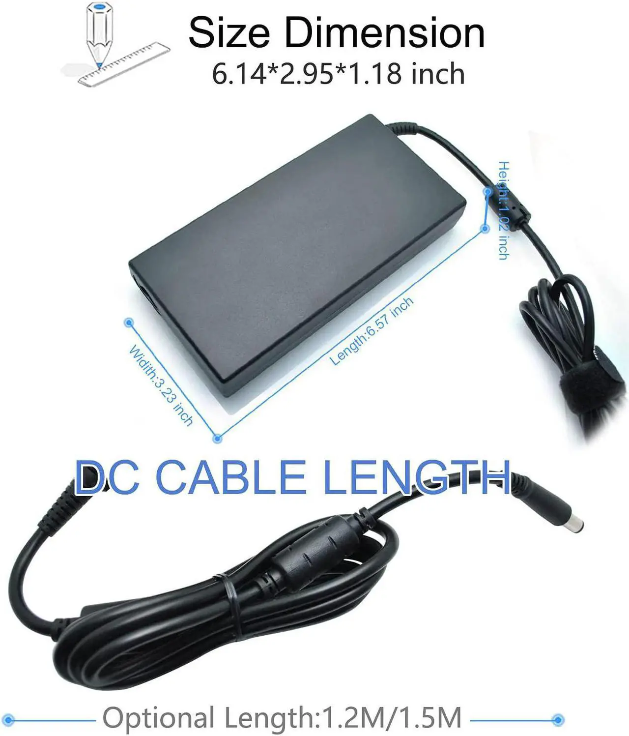 Alt view image 2 of 6 - 19.5V 7.7A 150W AC Adapter Charger, HSTNN-CA27 Fit for HP ZBook Studio 15 G3 G4 G5 OMEN x by 15 17 776620-001 917677-003 75626-003 917677-001 ADP-150XB B Laptop Charger with Power Cord