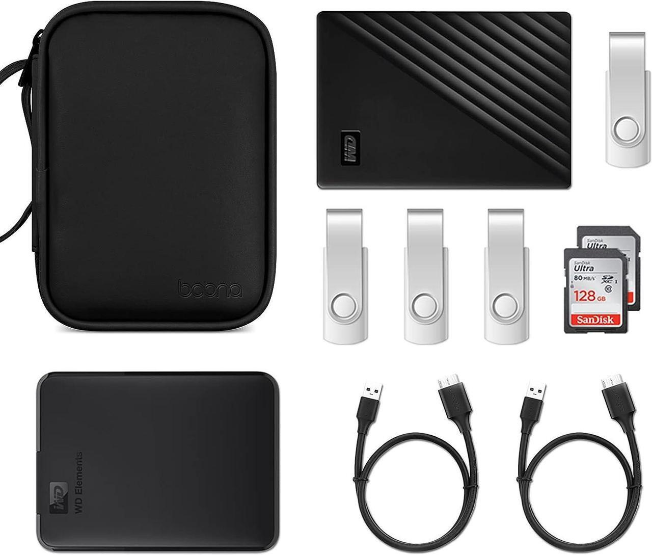 Alt view image 5 of 7 - Dual Hard Drive Case Double Layers 2.5 inch External Drive Storage Carrying Bag Waterproof Shockproof for Organizing HDD and Electronic Accessories PU Leather Black
