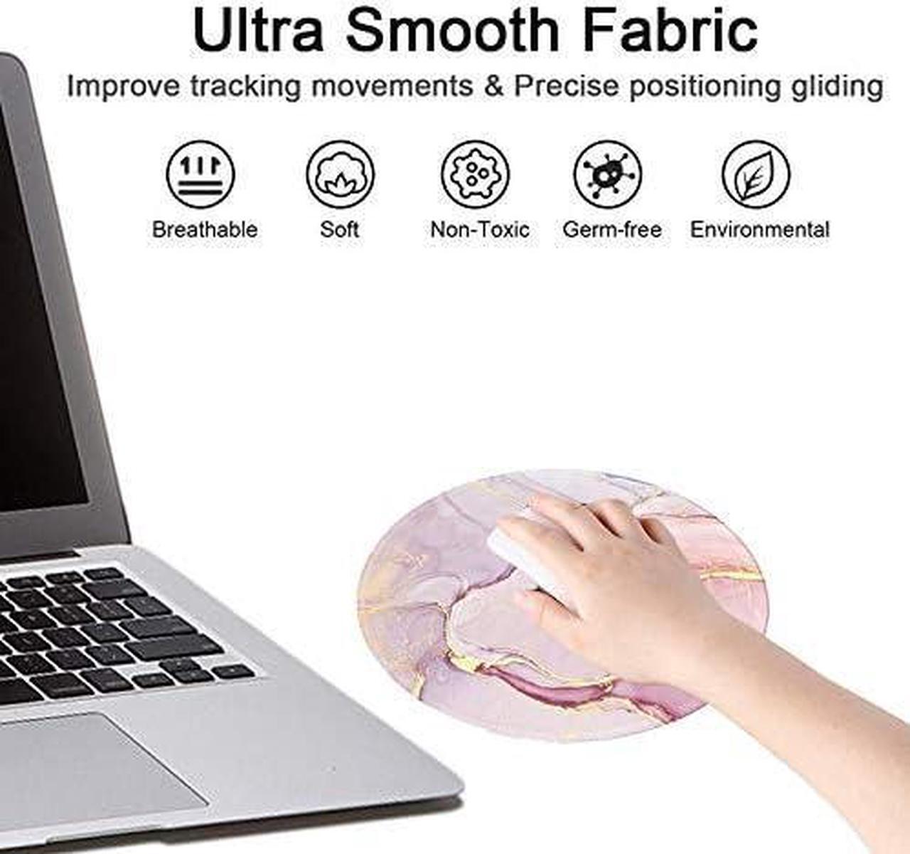 Alt view image 6 of 7 - Mouse Pad Anti Slip Rubber Round Mousepads Desktop Notebook Mouse Mat with Stitched Edge for Working and Gaming (Marble Pretty Pink)
